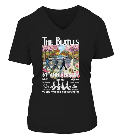 The Beatle Abbey Road 61st Anniversary 1960 2021 Signatures Thanks For The Memories V-neck T-Shirt Woman