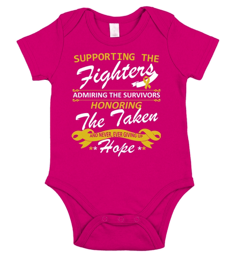 Supporting The Fighters Admiring The Survivors Honoring The Taken Childhood Cancer Awareness T-Shirt Short Sleeve Baby One-Piece