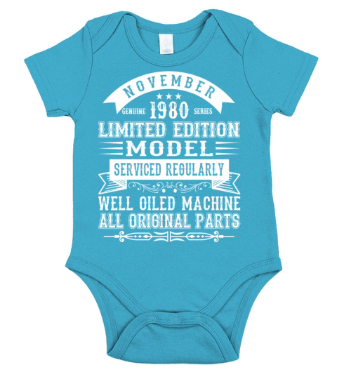Vintage November 40 Year 1980 40th Birthday Gift Short Sleeve Baby One-Piece