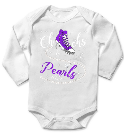 Chucks And Pearls Black Girl Magic Long Sleeve Baby One-Piece