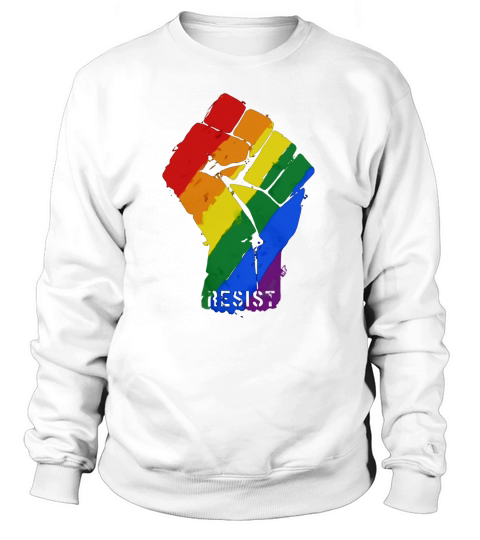 Resist Rainbow Flag Fist LGBT Women's Sweatshirt