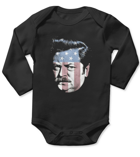 Parks and Recreation Ron Swanson Stars and Stripes Long Sleeve Baby One-Piece