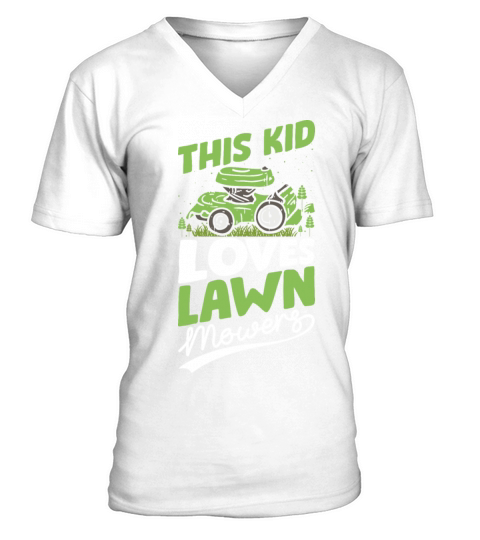 This Kid Loves Lawn Mowers Funny Lawn Mowing Men's V-Neck T-shirt