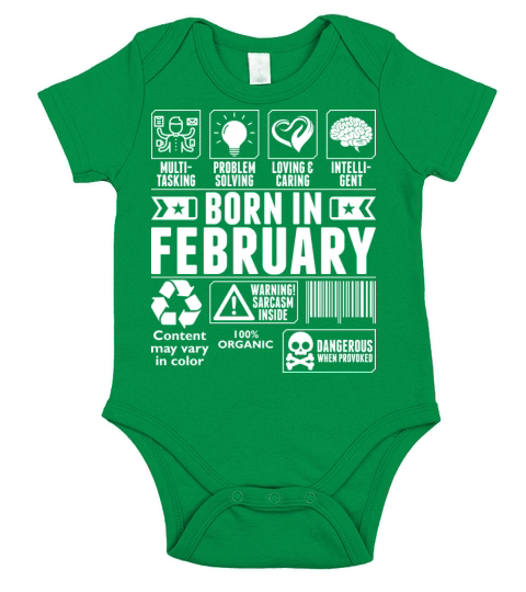 Born In February Tshirt Short Sleeve Baby One-Piece