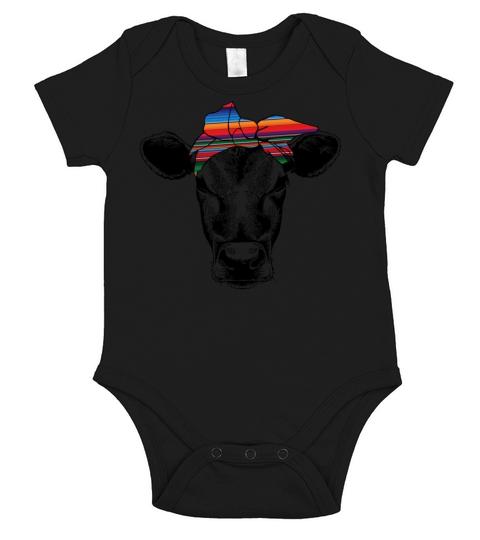 Cow Rainbow Bandana Short Sleeve Baby One-Piece