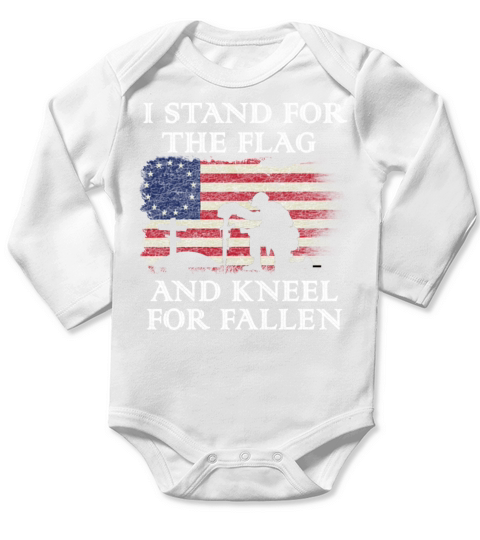 I Stand For The Flag Kneel For The Fallen - cross Long Sleeve Baby One-Piece
