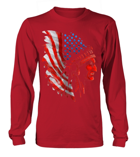 Cool Native American USA Funny US Flag Indian Women's Long Sleeve