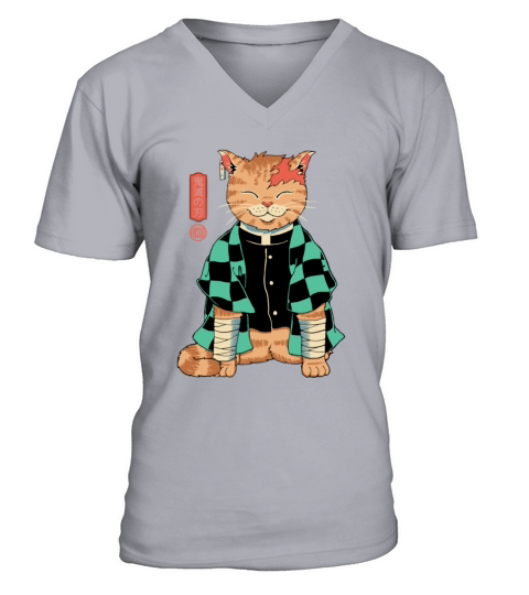 Demon Slayer Cat Men's V-Neck T-shirt