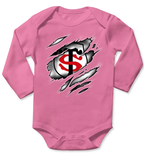 Stade Toulousain-rugby-fr-Heart Long Sleeve Baby One-Piece