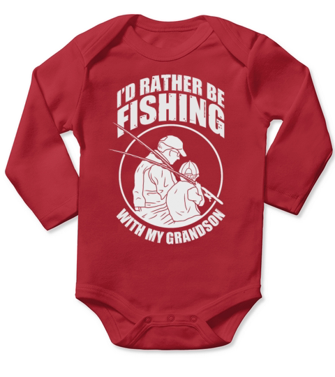 Grandpa Rather Be Fishing With Grandson Long Sleeve Baby One-Piece