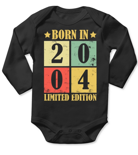 18th Birthday Born In 2004 Limited Edition Vintage Long Sleeve Baby One-Piece
