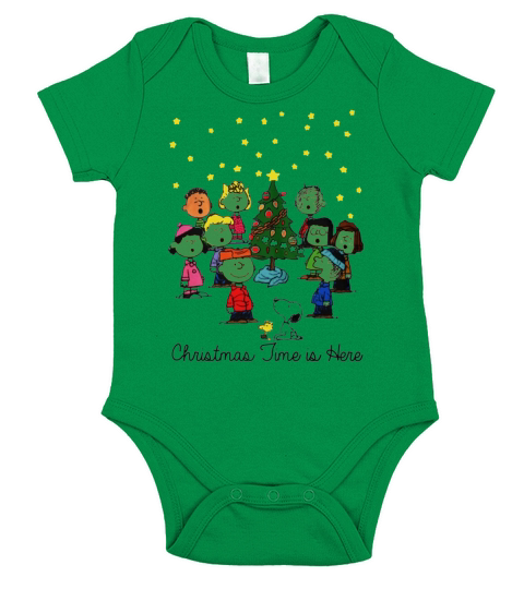 The Peanuts Gang christmas time is here Short Sleeve Baby One-Piece
