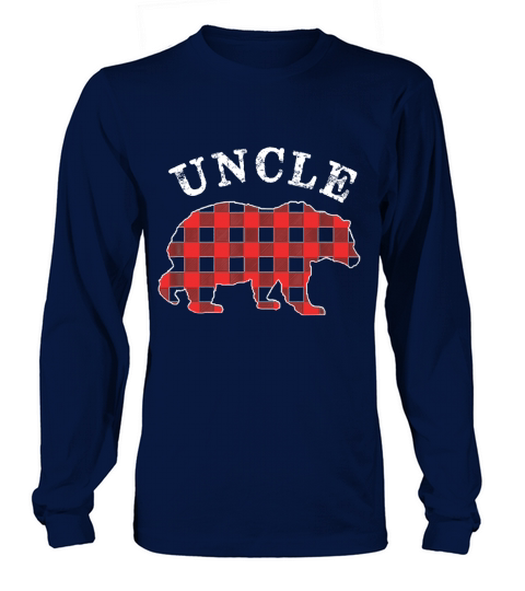 Red Plaid Uncle Bear Matching Family Pajama T-Shirt_extract Long sleeved Unisex