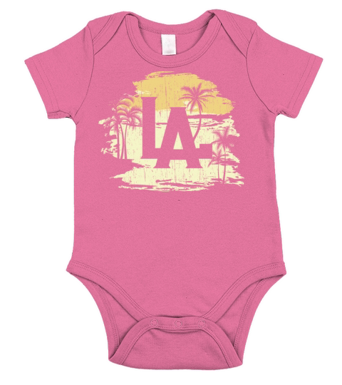 LA Los Angeles Vintage palm trees Short Sleeve Baby One-Piece