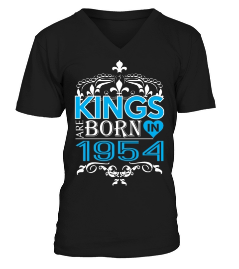 Kings Are Born In 1954 Happy Fathers Day Men's V-Neck T-shirt