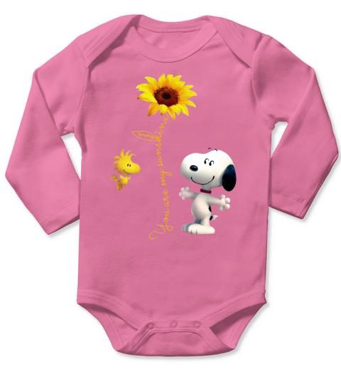Snoopy and Woodstock you are my sunshine Long Sleeve Baby One-Piece