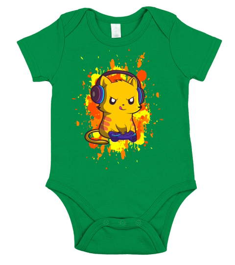 Video Gaming Cat Gift for a Video Games Player Short Sleeve Baby One-Piece