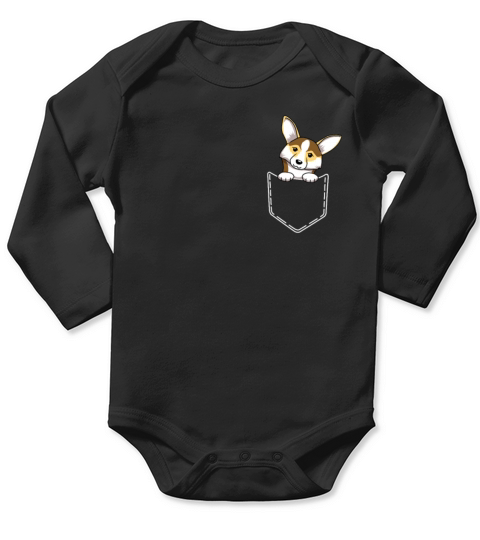 Welsh Corgi In Pocket Dog Lover Breed T-Shirt Gift Long Sleeve Baby One-Piece