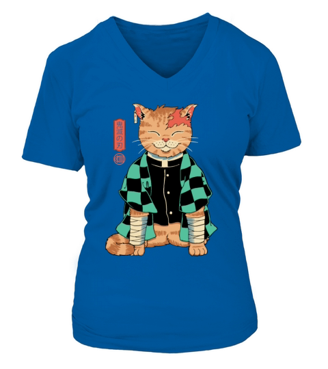 Demon Slayer Cat Women's V-Neck T-shirt