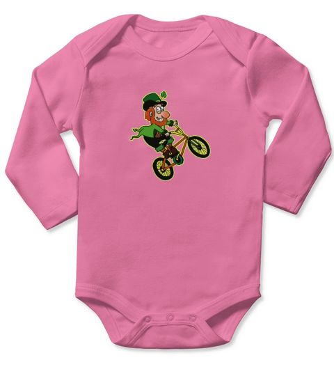 irish leprechaun riding bmx t shirt st patrick day funny js4 Black Long Sleeve Baby One-Piece