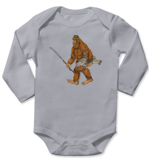 Bigfoot Bass Fishing Gear Sasquatch Men Long Sleeve Baby One-Piece