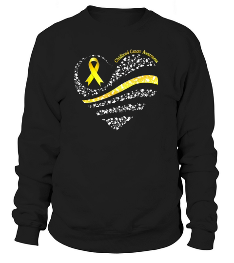 Heart Gold Ribbon American Flag Childhood Cancer Women's Sweatshirt