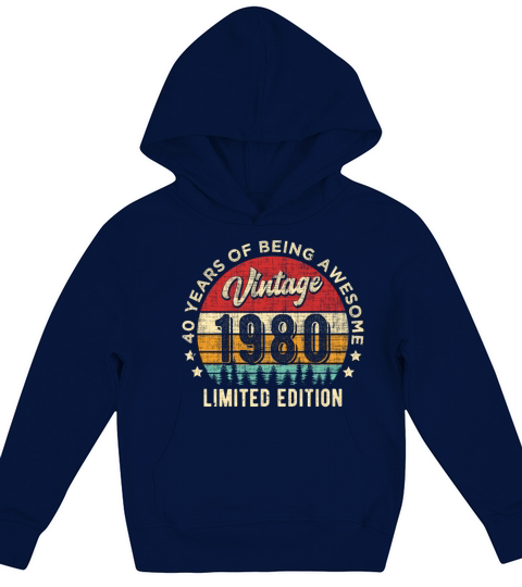 Vintage 1980 40 years old Awesome 40th Birthday Kids Hoodie