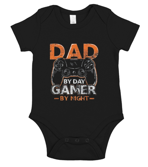 Gaming Gift Dad By Day Gamer By Night Dad Jokes Short Sleeve Baby One-Piece