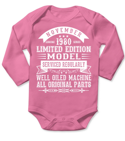Vintage November 40 Year 1980 40th Birthday Gift Long Sleeve Baby One-Piece