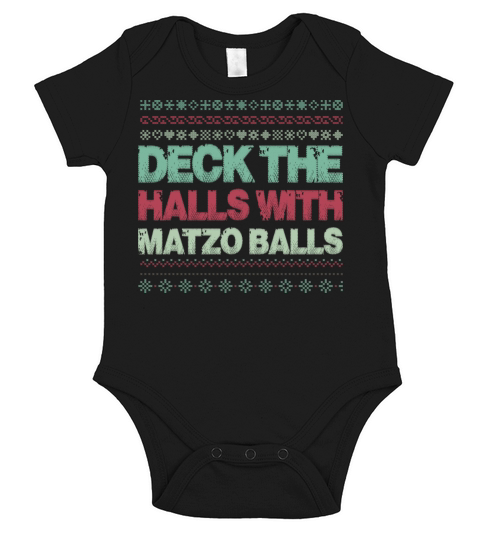 Funny Hanukkah - Deck The Hall With Matzo - Humor Short Sleeve Baby One-Piece