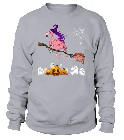 Flamingo Witch Pumking Halloween Women's Sweatshirt