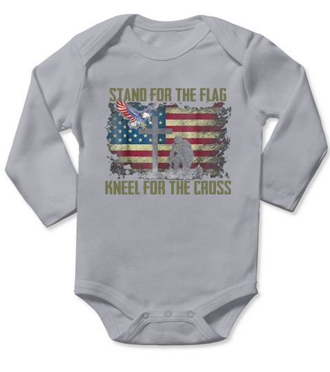 Stand For The Flag Kneel For The Cross  Patriotic Long Sleeve Baby One-Piece