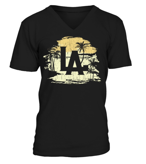 LA Los Angeles Vintage palm trees Men's V-Neck T-shirt
