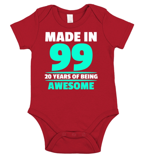 Made in 1999 Born Gift 20th Birthday 20 Years Short Sleeve Baby One-Piece