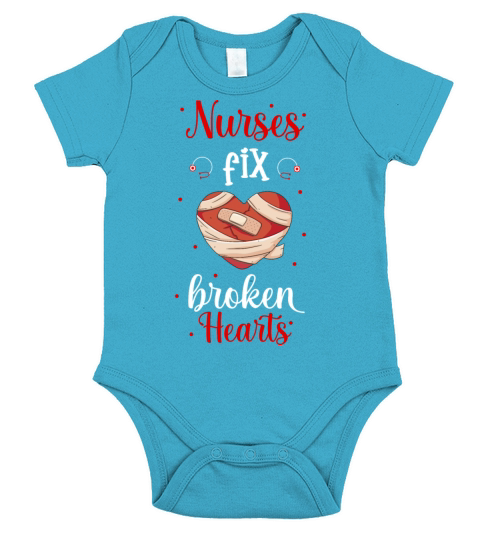 I Love Nurse Valentine Day Fix Broken Heart Kid Short Sleeve Baby One-Piece