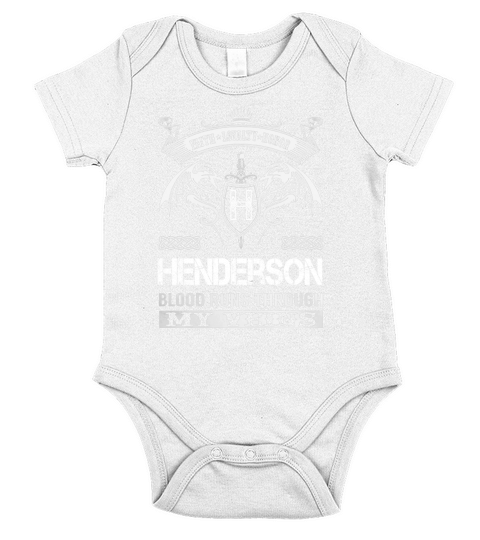 HENDERSON Blood Runs Through My Veins Name Shirts Short Sleeve Baby One-Piece