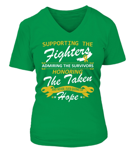 Supporting The Fighters Admiring The Survivors Honoring The Taken Childhood Cancer Awareness T-Shirt V-neck T-Shirt Woman