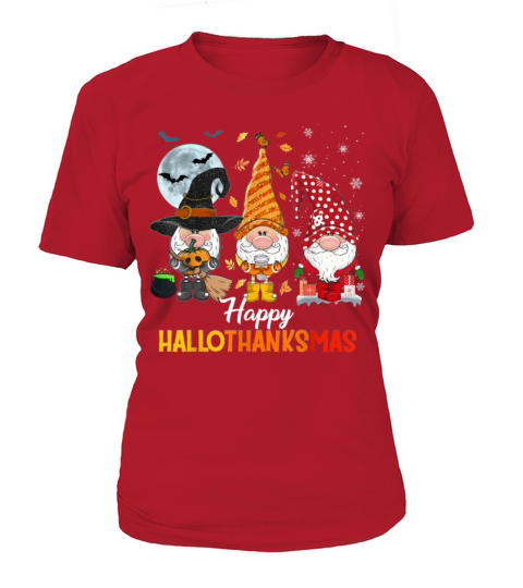 Gnomes Halloween And Merry Christmas Happy Women's T-Shirt