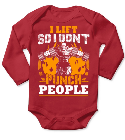 I Lift So I Dont Punch People Long Sleeve Baby One-Piece