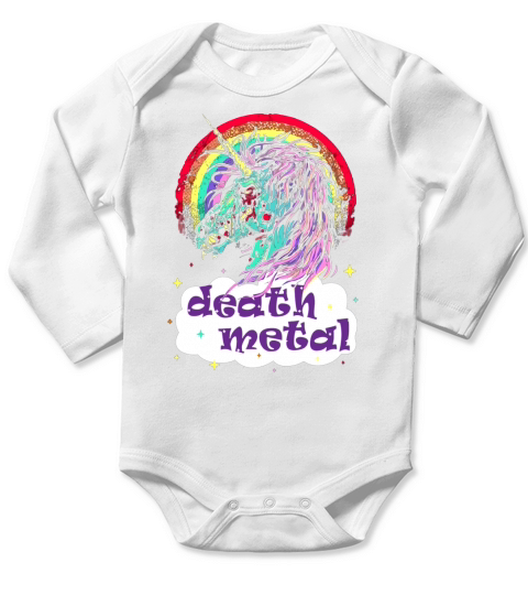 Zombie Unicorn Death Metal Long Sleeve Baby One-Piece