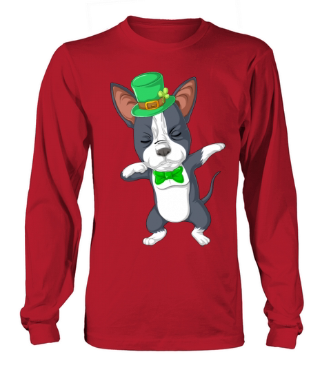 dabbing boston terrier st patricks day Men's Long Sleeve