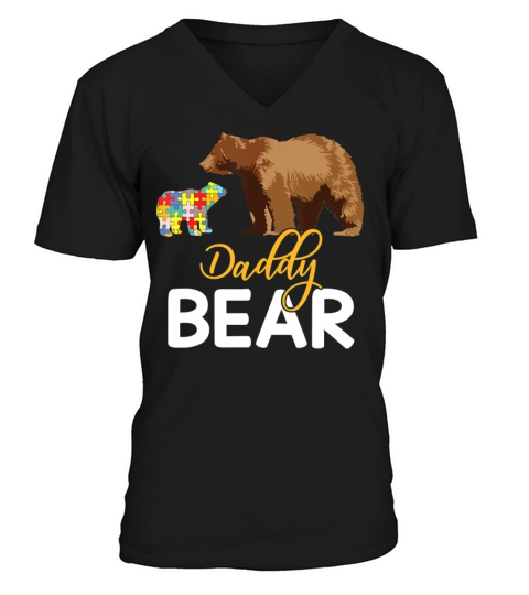 Bear Daddy Autism Awareness Bear Puzzles Voice Aut V-Neck T-shirt