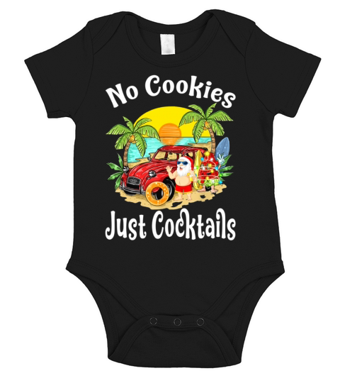 Funny Santa No Cookies Just Cocktails Watermelon Short Sleeve Baby One-Piece