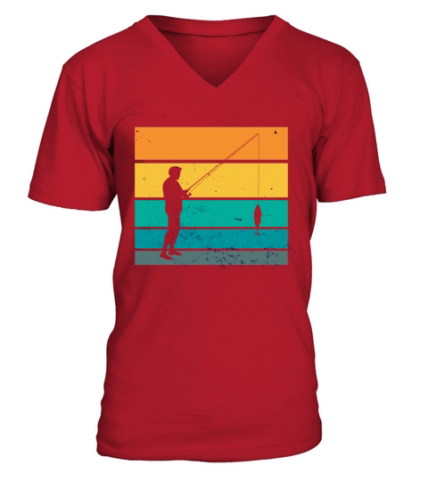 Fisherman Fisher angler sunset retro Men's V-Neck T-shirt