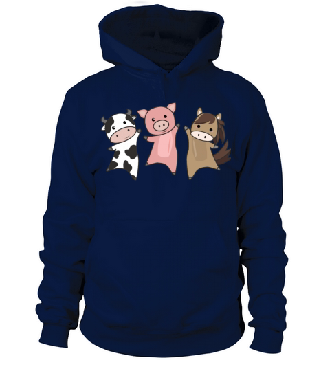 Cow Horse Pig Farm Cute Animals For Kids Women's Hoodie