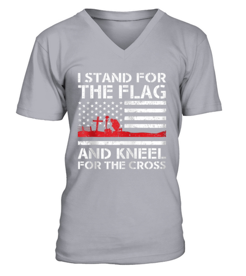 I Stand For The Flag And Kneel For The Cross Men's V-Neck T-shirt