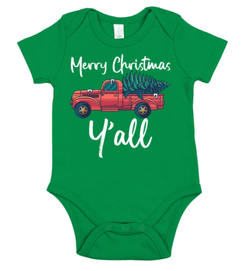 Merry Christmas Yall Christmas Truck Red Wagon Xm Short Sleeve Baby One-Piece