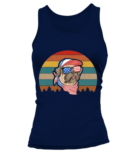 American Flag Pug Tank top Woman