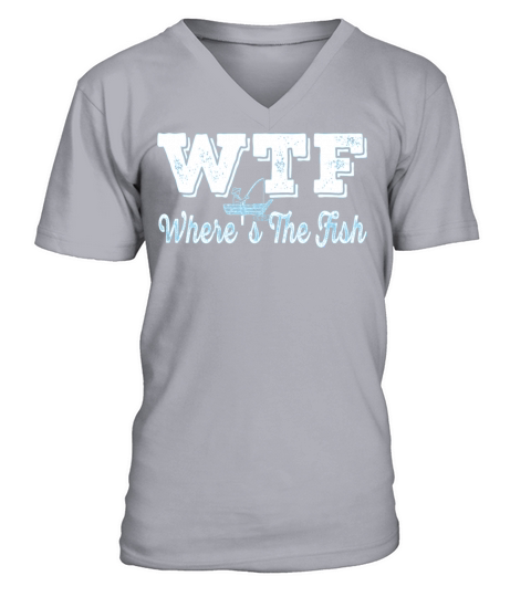 WTF Wheres The Fish- Vintage Fisherman Humor Pun Men's V-Neck T-shirt