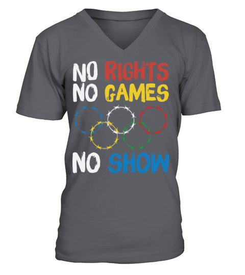 No Rights No Games No Show Boycott Winter 2022 Men's V-Neck T-shirt